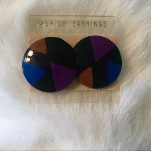 VINTAGE 1980’S ROUND PURPLE POST EARRINGS NWT